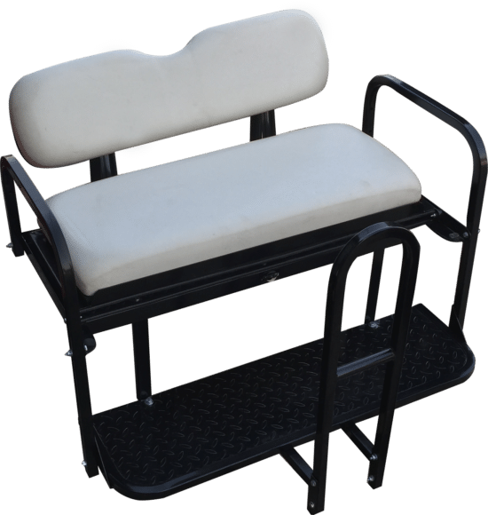 BNDL-SFTX09-SC0023 – NOMAD Rear Flip Seat – EZGO TXT / White Cushion Set