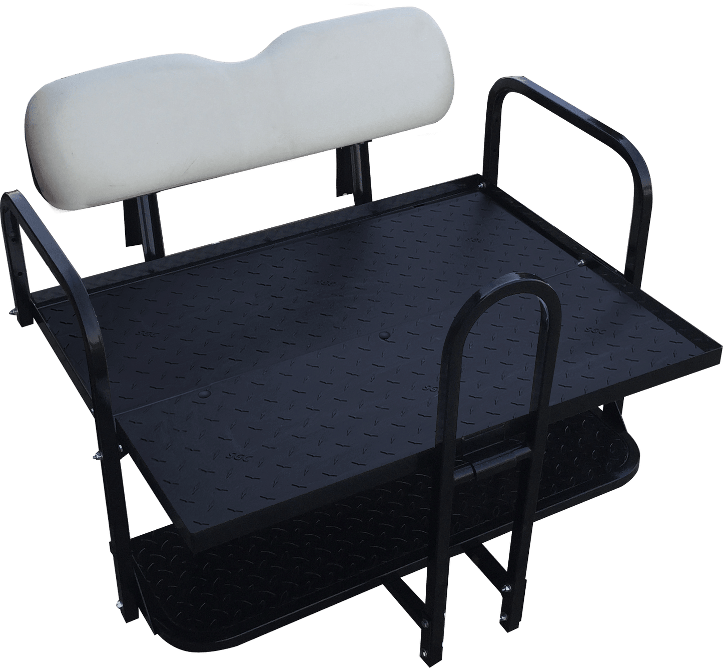 BNDL-SFTX09-SC0023 – NOMAD Rear Flip Seat – EZGO TXT / White Cushion Set