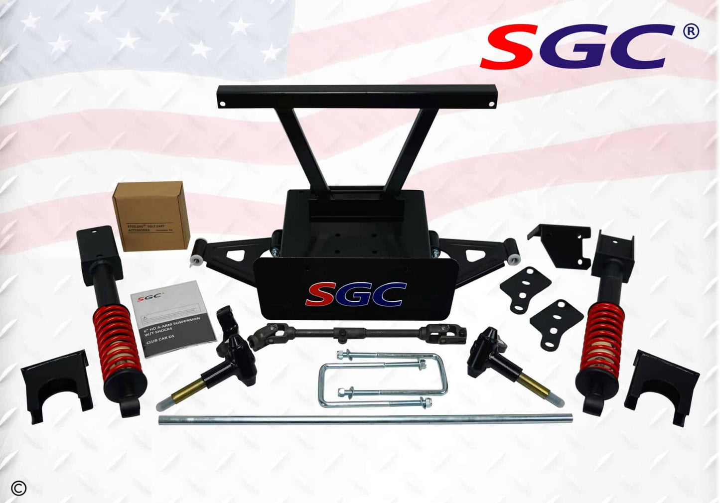 LKDS06 – SGC Lift Kit – 6″ Heavy Duty Built-In Coil-Over Shocks A-Arm for Club Car DS (1982-2003)