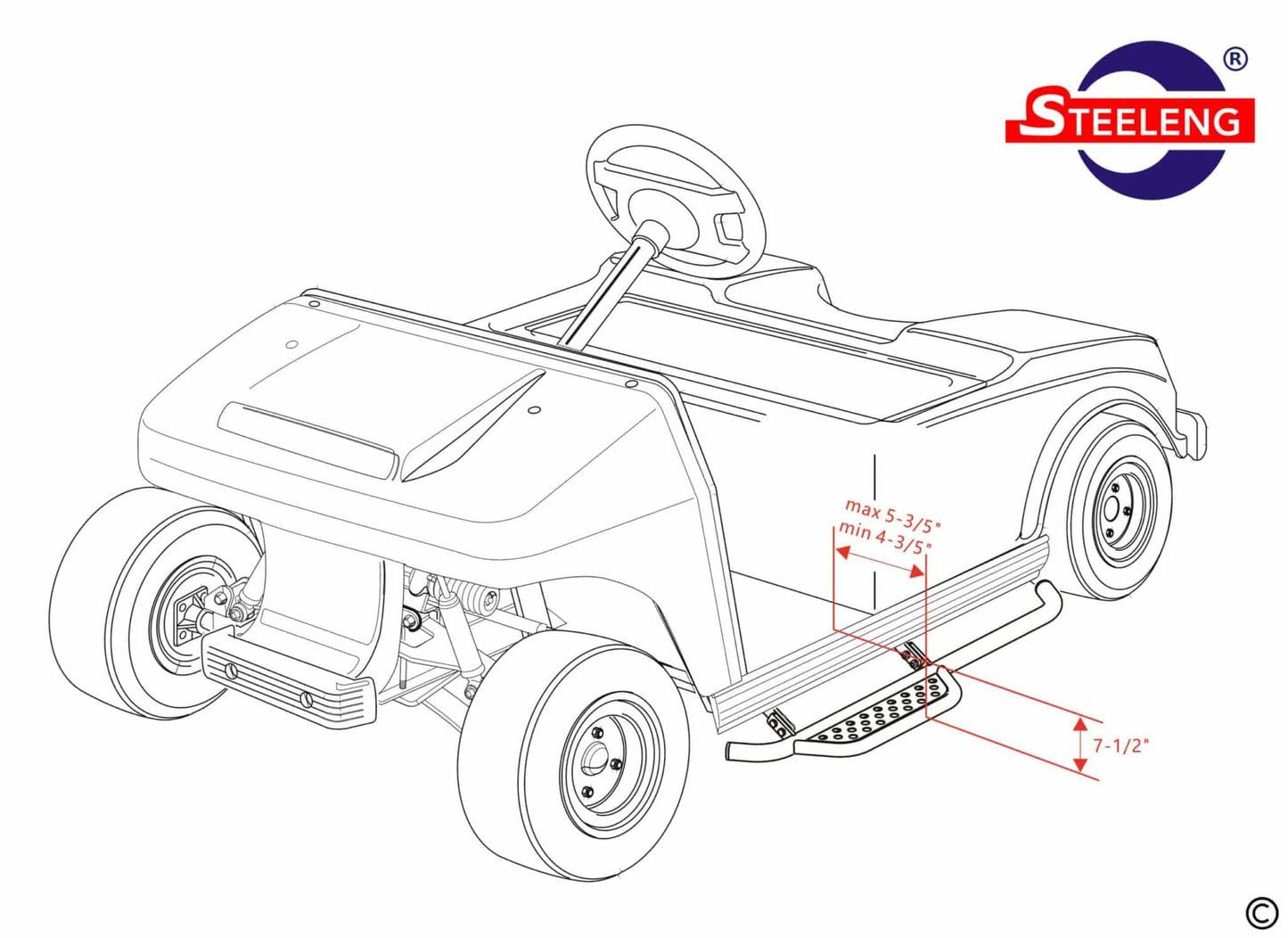 NBDS01 – SGC Nerf Bars (Running Boards) for Club Car DS (set of 2) (2004-2013)