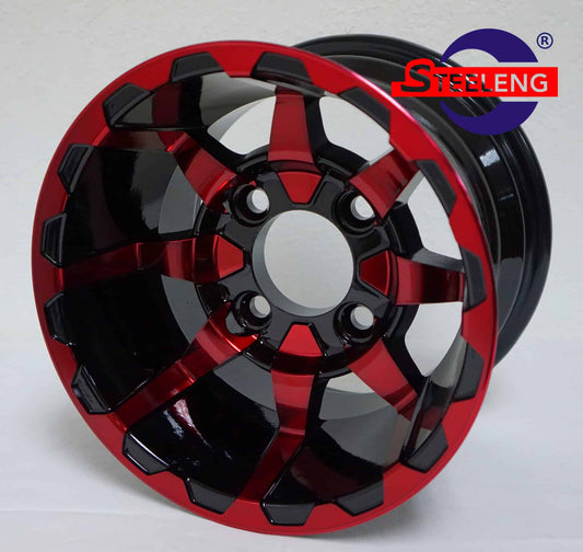 WH1026 – SGC 10″ Vortex Red/Black Wheel – Aluminum Alloy