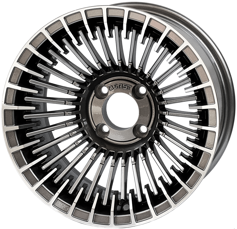 WH1453 – SGC 14″ Piranha Machined Gunmetal Wheel – Aluminum Alloy